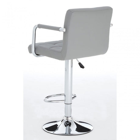 Starz Bar Chair, Chromed Leather, Grey
