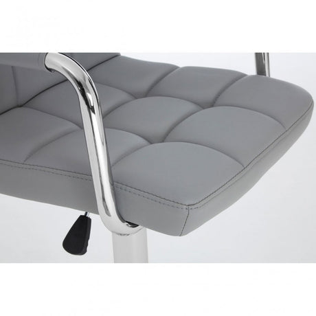 Starz Bar Chair, Chromed Leather, Grey