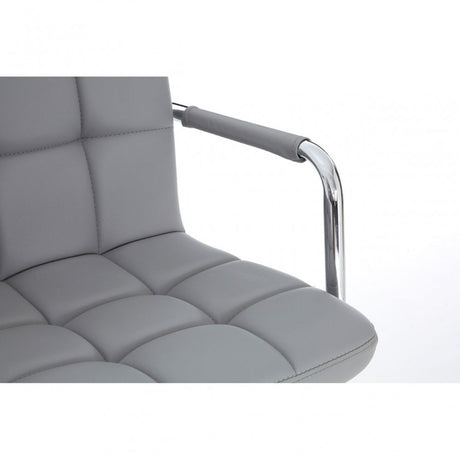 Starz Bar Chair, Chromed Leather, Grey