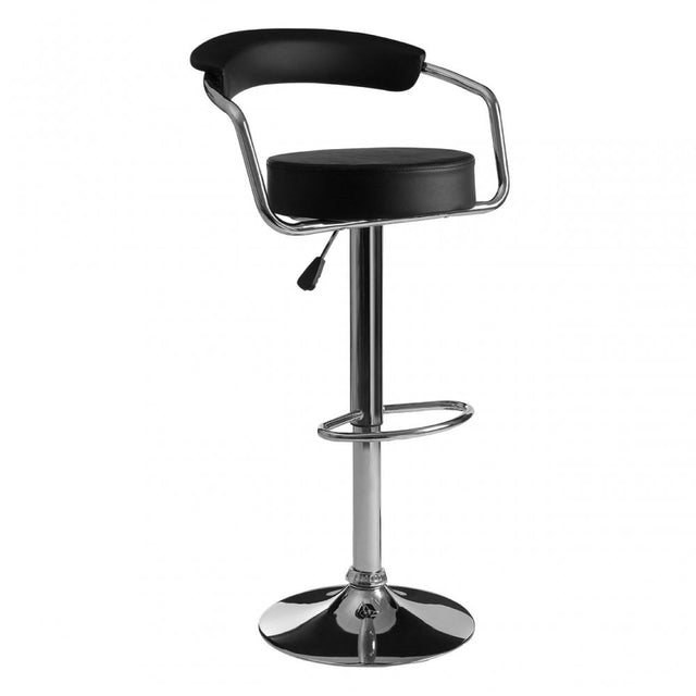 Scala Bar Chair, Chromed Leather, Black