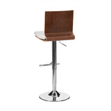 Brown Walnut Wood and Leather Bar Chair Stool