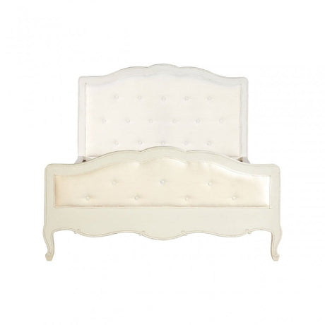 Charles White Double Bed, Bayur Wood, White