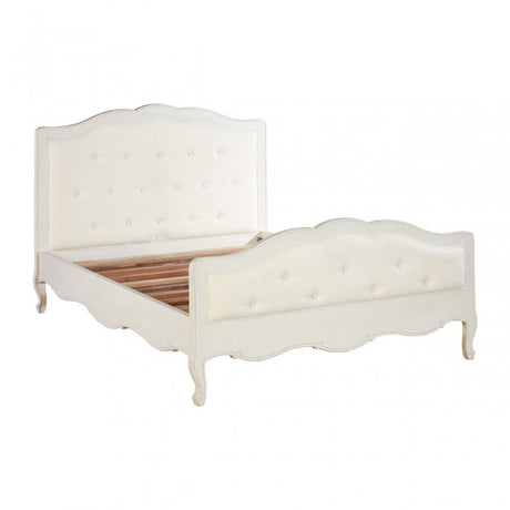Charles White Double Bed, Bayur Wood, White