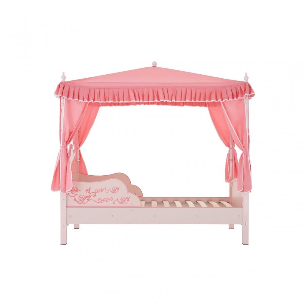 Kids Pink Princess Canopy Palace Bed with Curtains