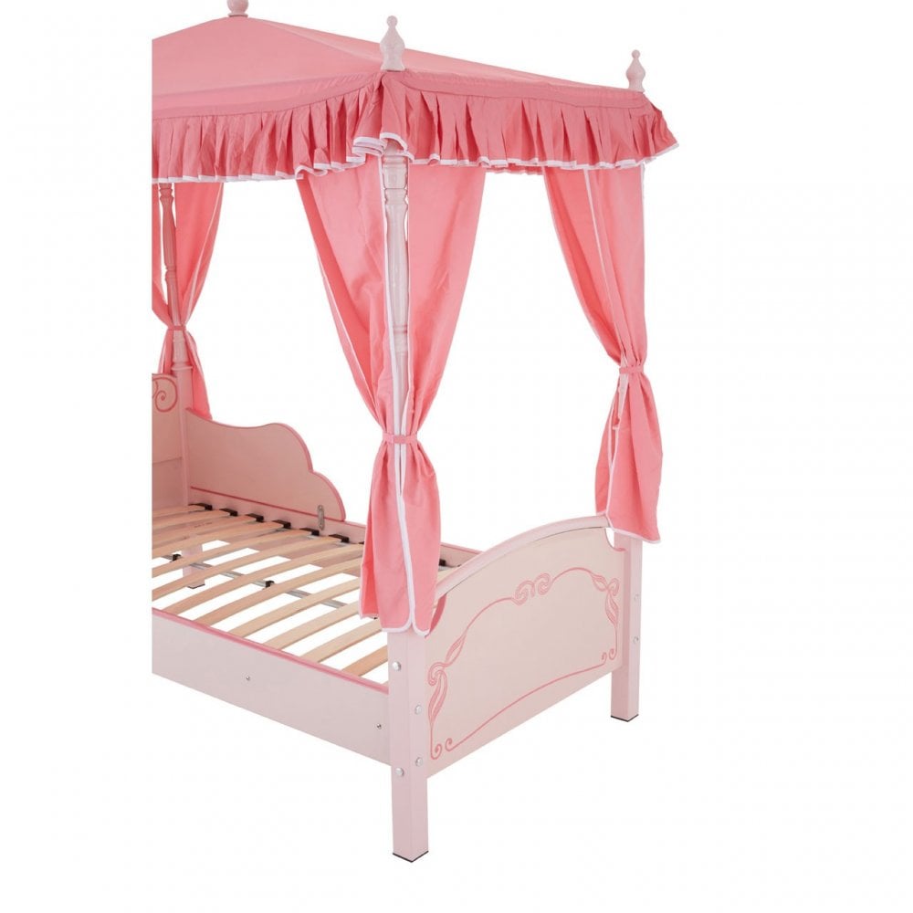 Kids Pink Princess Canopy Palace Bed with Curtains