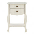 Charles 2 Drawer White Bedside Table, Bayur Wood, White