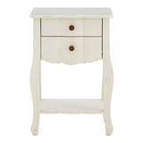 Charles 2 Drawer White Bedside Table, Bayur Wood, White