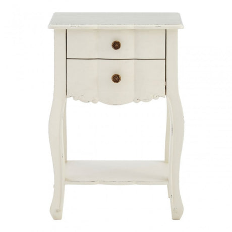 Charles 2 Drawer White Bedside Table, Bayur Wood, White