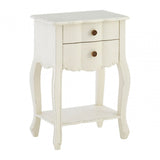 Charles 2 Drawer White Bedside Table, Bayur Wood, White