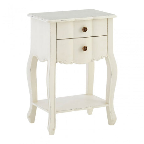Charles 2 Drawer White Bedside Table, Bayur Wood, White