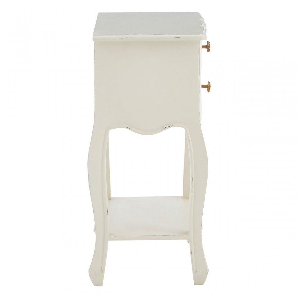 Charles 2 Drawer White Bedside Table, Bayur Wood, White