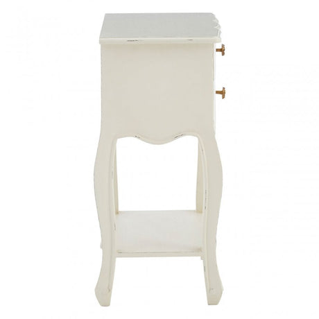Charles 2 Drawer White Bedside Table, Bayur Wood, White