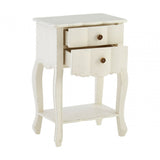 Charles 2 Drawer White Bedside Table, Bayur Wood, White