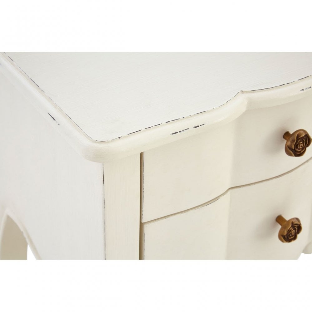 Charles 2 Drawer White Bedside Table, Bayur Wood, White