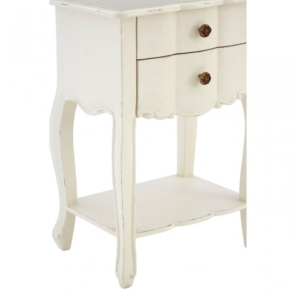 Charles 2 Drawer White Bedside Table, Bayur Wood, White