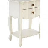 Charles 2 Drawer White Bedside Table, Bayur Wood, White