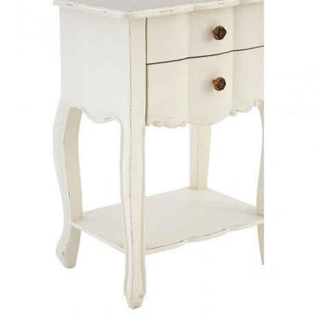 Charles 2 Drawer White Bedside Table, Bayur Wood, White