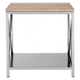 Chiswick Lamp Table, Oak Wood, Stainless Steel