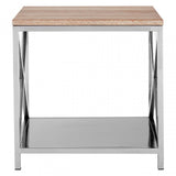 Chiswick Lamp Table, Oak Wood, Stainless Steel