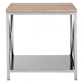 Chiswick Lamp Table, Oak Wood, Stainless Steel