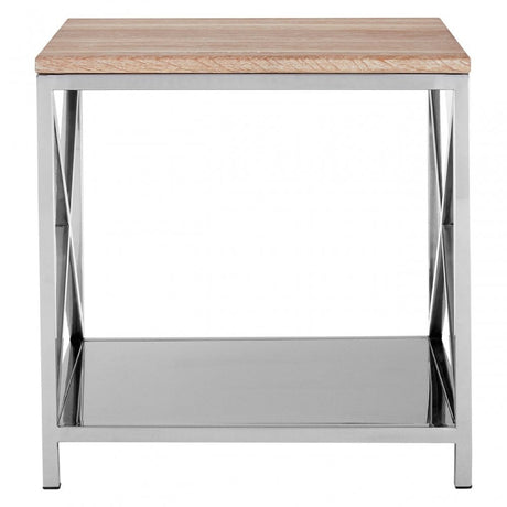 Chiswick Lamp Table, Oak Wood, Stainless Steel