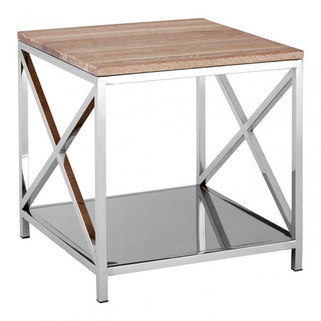 Chiswick Lamp Table, Oak Wood, Stainless Steel