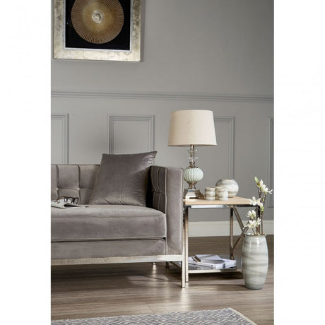 Chiswick Lamp Table, Oak Wood, Stainless Steel