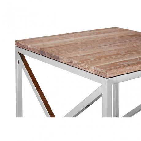 Chiswick Lamp Table, Oak Wood, Stainless Steel