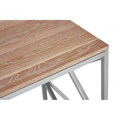 Chiswick Lamp Table, Oak Wood, Stainless Steel