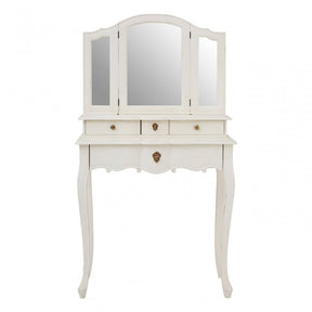 Charles Dressing Table with Mirror White, Bayur Wood, Mirrored Glass, White