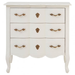 Charles 3 Drawer White Chest, Bayur Wood, White