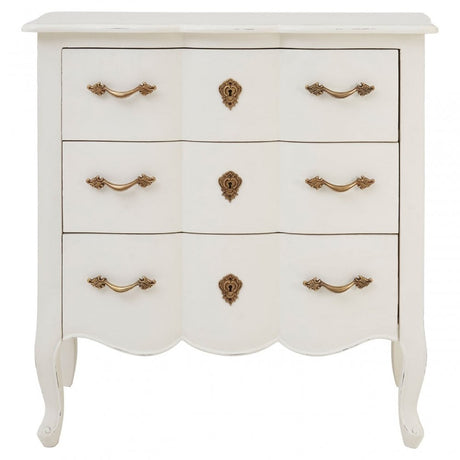 Charles 3 Drawer White Chest, Bayur Wood, White