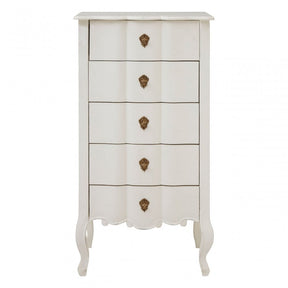 Charles 5 Drawer White Chest, Bayur Wood, White