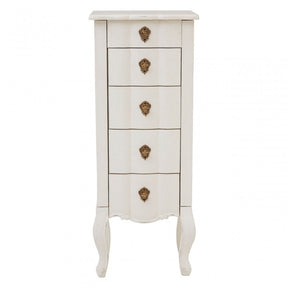 Charles 5 Drawer Small Chest White, Bayur Wood, White