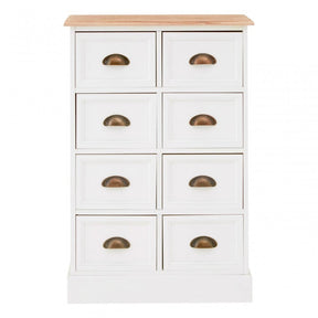Austin 8 Drawers Chest, Wood, Paulownia Wood, Iron, White