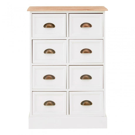 Austin 8 Drawers Chest, Wood, Paulownia Wood, Iron, White