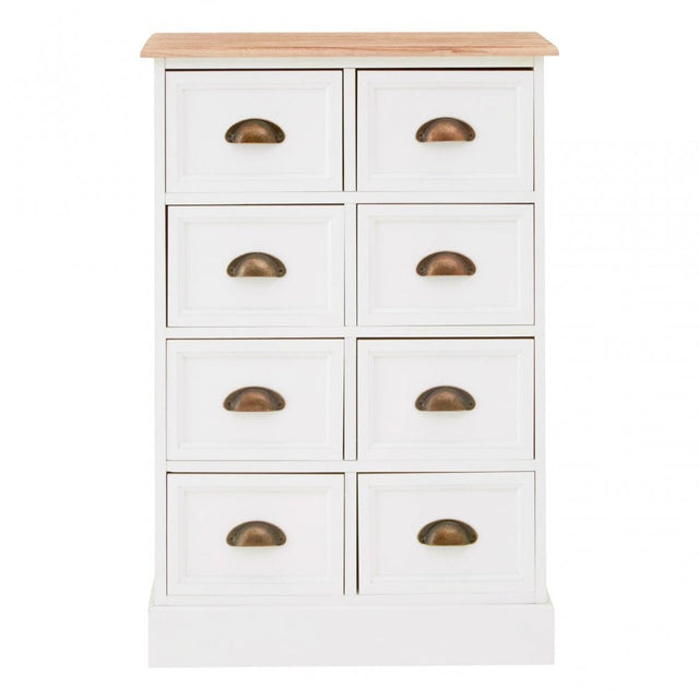 Austin 8 Drawers Chest, Wood, Paulownia Wood, Iron, White