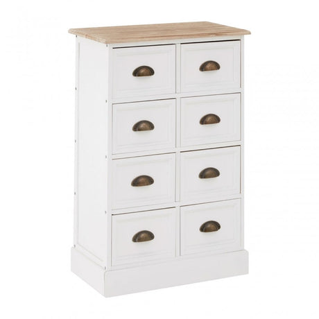 Austin 8 Drawers Chest, Wood, Paulownia Wood, Iron, White