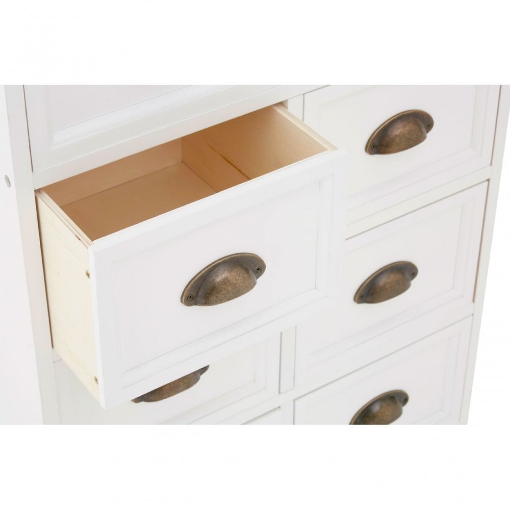 Austin 8 Drawers Chest, Wood, Paulownia Wood, Iron, White