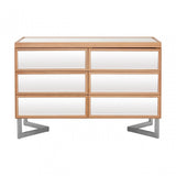 Tuskin 6 Drawer Chest, Beechwood, Mirrored Glass