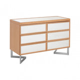 Tuskin 6 Drawer Chest, Beechwood, Mirrored Glass