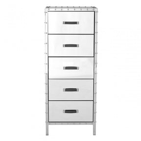 Rivet Chest, Mirrored Glass, Stainless Steel