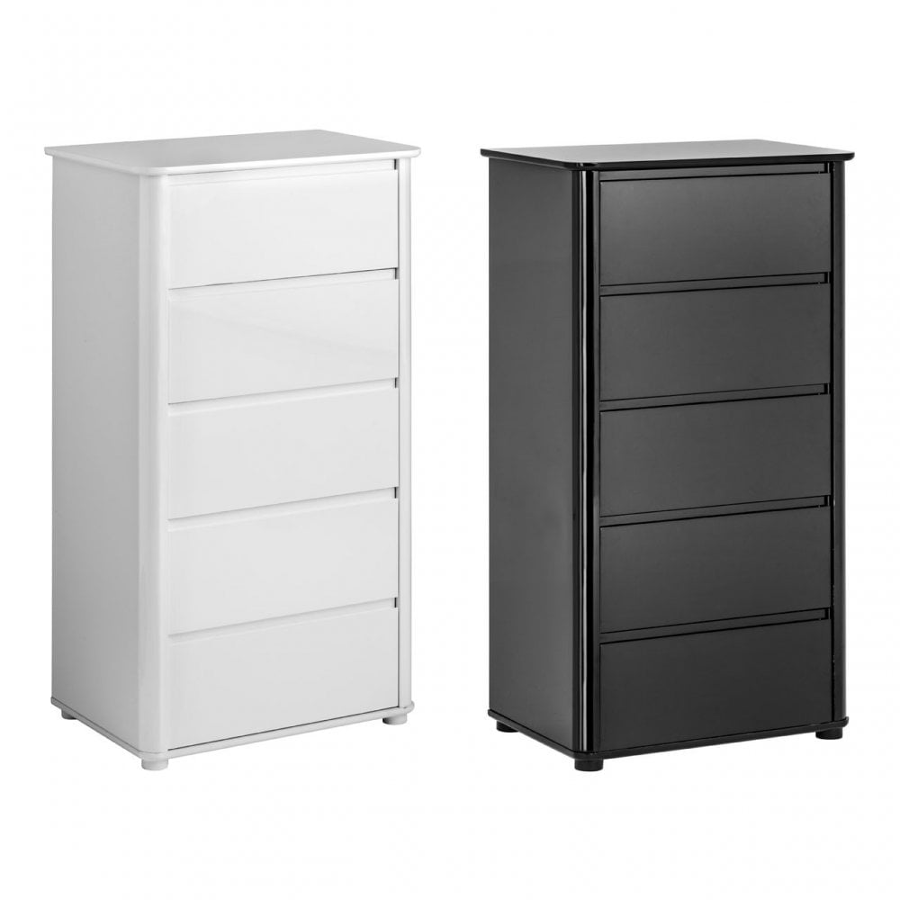 Drawer Chest, High Gloss, Black