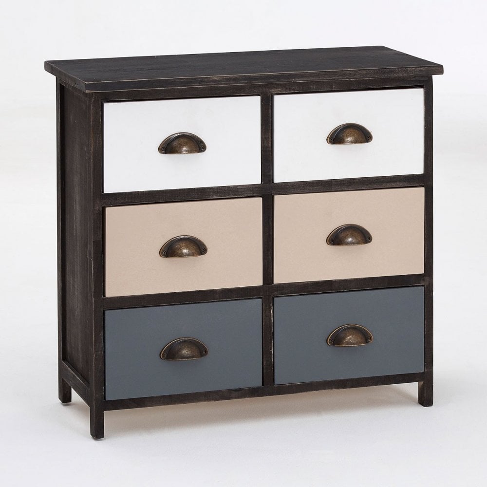 Urban Loft Drawer Chest, Paulownia Wood, Multi-Coloured