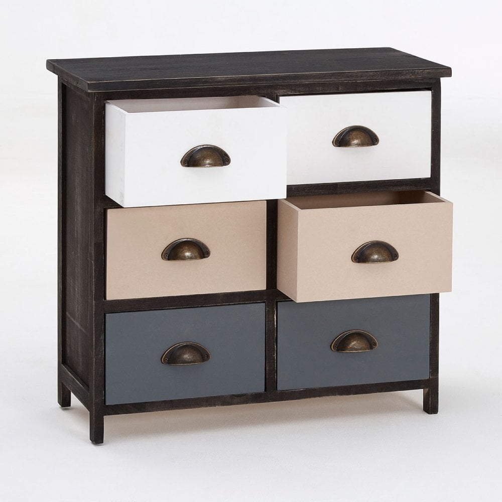 Urban Loft Drawer Chest, Paulownia Wood, Multi-Coloured