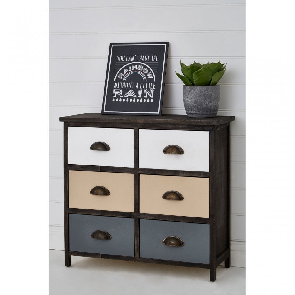 Urban Loft Drawer Chest, Paulownia Wood, Multi-Coloured