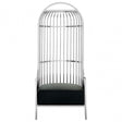 Elisa Silver Finish Dome Cage Chair, Foam, Stainless Steel, Black