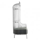 Elisa Silver Finish Dome Cage Chair, Foam, Stainless Steel, Black