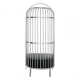 Elisa Silver Finish Dome Cage Chair, Foam, Stainless Steel, Black