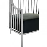 Elisa Silver Finish Dome Cage Chair, Foam, Stainless Steel, Black